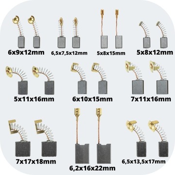 ZESTAW SZCZOTKI WĘGLOWE DO WIERTARKI SZLIFIERKI 6x9 6x10 7x11