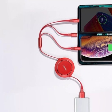 Выдвижной кабель Baseus Golden Loop USB 3в1 — micro USB/Lightning/USB-C