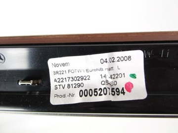 LIŠTA DVEŘE ZADNÍ LEVÝ DŘEVO MAT SATIN MERCEDES W221