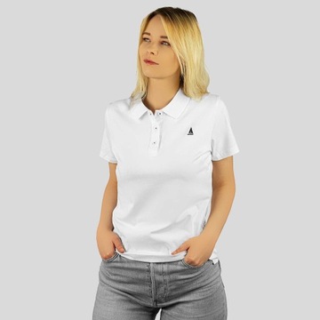 Koszulka polo z haftem damska biała z haftem M