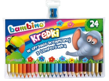 Карандаши Bambino круглые, толстые, 24 цвета, точилка