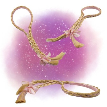 Косы, светлые волосы, ОБОДОК, БАНКИ, розовый, комплект