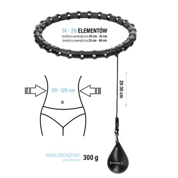 ZESTAW HULA HOP HHW11 Z WYPUSTKAMI I OBCIĄŻNIKIEM + PAS BR163 PLUS SIZE HMS