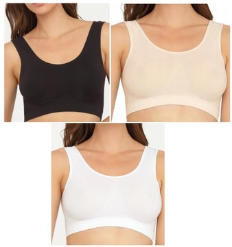 3 X GATTA SPORT TOP CZARNY BIAŁY LIGHT NUDE M
