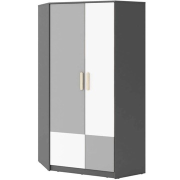 POK PO-01 - Szafa Narożna 95x95 Grafit/Buk Ibsen/Szara Jasna