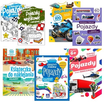 Zestaw Kolorowanki Naklejki Pakiet 7w1 POJAZDY