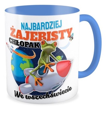 Kubek NIEBIESKI prezent WALENTYNKI ŻAJEBISTY CHŁOPAK upominek niego ŻABA