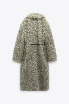 ZARA FUTERKO BOUCLE PŁASZCZ SZARY S/M LUX