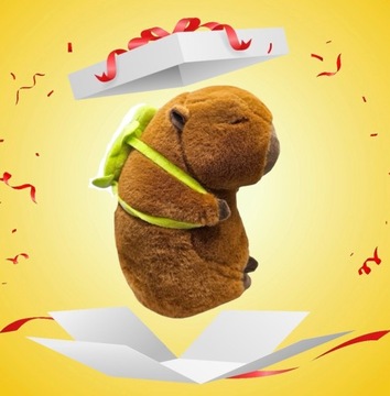 ПЛЮШЕВАЯ ИГРУШКА КАПИБАРА С РЮКЗАКОМ 23 СМ С ПЛЮШЕВОЙ ЧЕРЕПАХОЙ ИГРУШКА