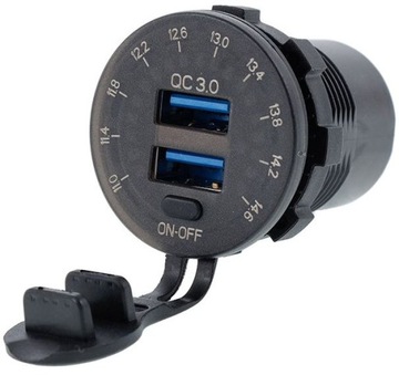 ВСТРОЕННОЕ ЗАРЯДНОЕ УСТРОЙСТВО 12 В / 24 В FAST 2X USB QC 3.0 ПЕРЕКЛЮЧАТЕЛЬ ВОЛЬТМЕТРА