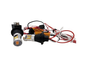 СВЕТОДИОДНЫЕ ДХО ПОВОРОТЫ + ДНЕВНЫЕ ОГНИ 28SMD 2in1 W21W T20 ULTRA POWERFUL