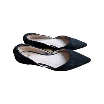 Skórzane balerinki H&M 36 black / 1593n