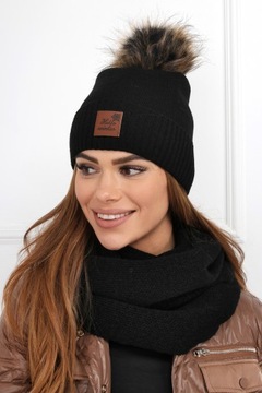 КОМПЛЕКТ ЖЕНСКИЙ, БОЛЬШАЯ ЖЕНСТВЕННАЯ ЮБКА-ШАПКА, ТЕПЛЫЙ, КОМФОРТНЫЙ ПОМПОН, ЦВЕТА 2210