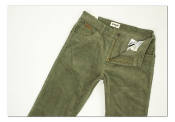 Wrangler Texas Dusty Olive męskie spodnie sztruks W33 L30