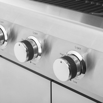 GRILL GAZOWY OGRODOWY Z SZYBĄ ZESTAW GRILLOWY 3 PALNIKI ŻELIWNY RUSZT
