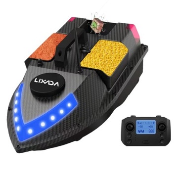 GPS ŁÓDKA ZANĘTOWA D020 600M WZÓR WŁÓKNA WĘGLOWEGO KOLOROWA DIODA 12000mah