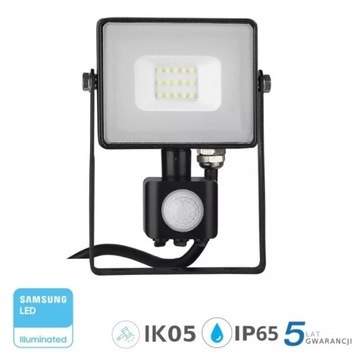 Projektor LED V-TAC 10W SAMSUNG CHIP Czujnik Ruchu Funkcja Cut-OFF Czarny V