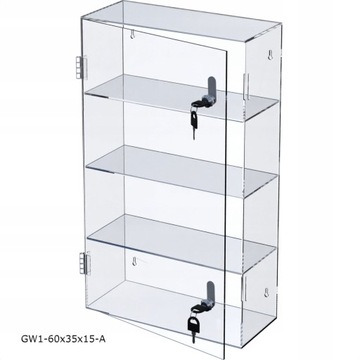 Szafka z PLEXI, Regał, Gablota wisząca 60x35x15cm