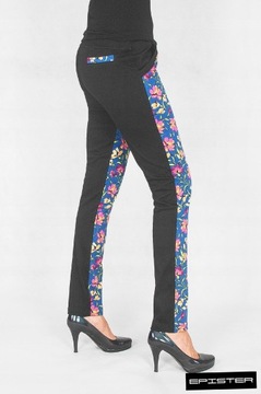 Spodnie Damskie Rurki Bawełniane w Kwiaty 56434 XL