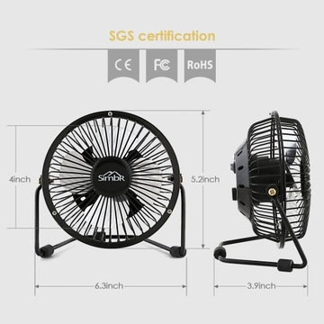 Настольный USB-вентилятор Simbr, черный, ТИХИЙ, 14 СМ