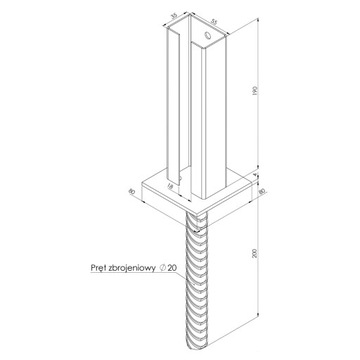 Анкер на стержне для столба забора 60х40.