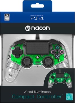 Компактный контроллер NACON для PS4, светящийся зеленым