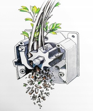 ФРЕЗЕРОВКА ДЛЯ ВЕТВЕЙ ЭЛЕКТРИЧЕСКАЯ ИЗМЕЛЬЧИТЕЛЬ 2800ВТ КОНТЕЙНЕР 44ММ