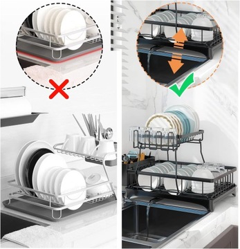 OCIEKACZ DUŻA SUSZARKA STOJĄCA NACZYNIA TALERZE SZTUĆCE CZARNA Z ODPŁYWEM