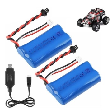 2x Akumulátor Baterie Pro Rc Auta Li-ion 7.4 V 1500 mAh Rc