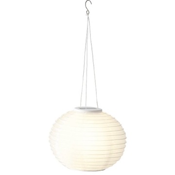 LAMPION wiszący solar 28 cm biała kula wisząca SOLARNA LED lampa ogrodowa
