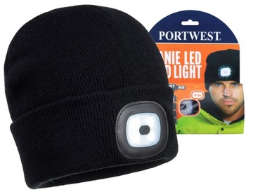 CZAPKA JESIENNO ZIMOWA OCIEPLANA CZARNA USB LED