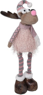 FIGURKA ŚWIĄTECZNA Renifer LED szaroróżowa czapka