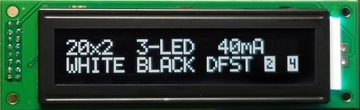 ART LCD 2x20-W/KK White/Black backlight 3-LED 40mA