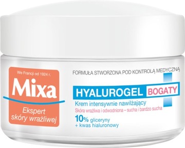 Mixa Hyalurogel bogaty krem nawilżający do twarzy z kwasem hialuronowym