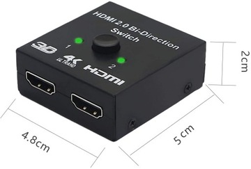 HDMI-переключатель 2x1, разветвитель 4Kx2K, Full HD