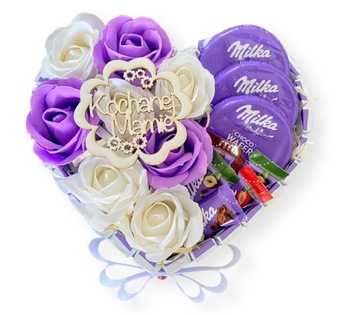 Tort Serce Milka na Dzień Matki Zestaw Prezent Box
