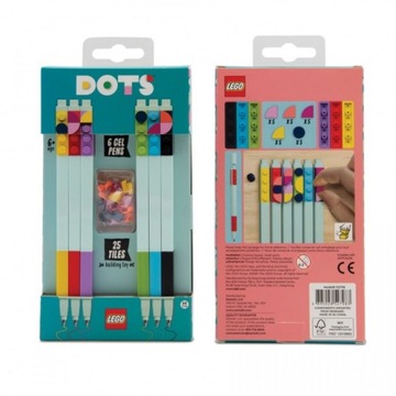 LEGO Dots kolorowe długopisy żelowe z płytkami do dekoracji 6 szt.