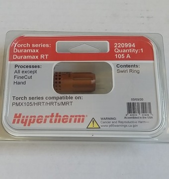 Pierścień zawirowujący plazmy Hypertherm nr 220994