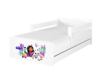 Łóżko dziecięce BABYBOO MAX 160x80 materac szuflada KOCI DOMEK GABI