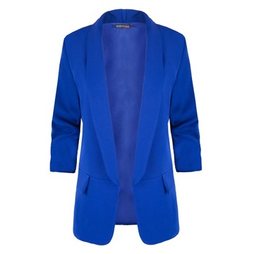 MARYNARKA DAMSKA DRAPOWANE RĘKAWY ŻAKIET CASUAL ELEGANCKA CHABROWA 44/46
