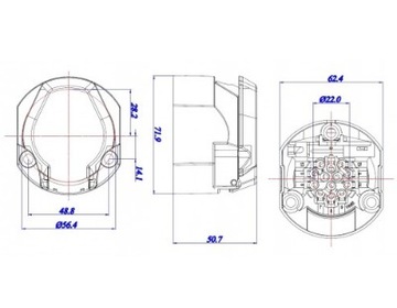 GNIAZDO HAKA PRZYCZEPY 13 PIN 12V + OSŁONA GUMOWA