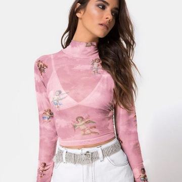 Bluzka Koszulka Crop Top siateczka ANIOŁKI 2 L