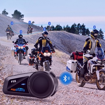 Interkom motocyklowy Fodsport FX6 do 6 osób 1000m kasku bluetooth domofon