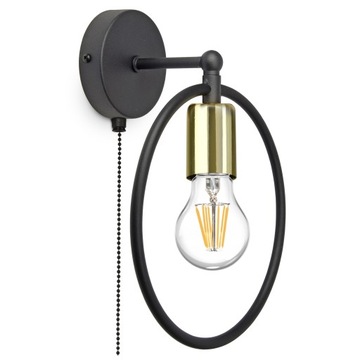 Lampa Ścienna Kinkiet RING Złoty Miedź Chrom E27