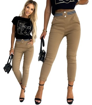 KOBIECE SPODNIE Cygaretki Wygodne Camel 3XL_46