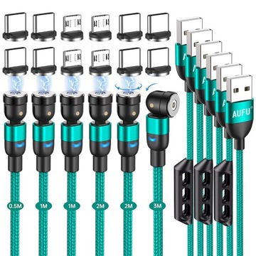 Magnetyczny kabel ładujący 6 sztuk, 0,5 m + 1 m + 1 m + 2 m + 2 m + 3 m