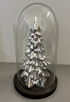 Стеклянный купол, абажур из дерева на подставке H27, доска со стеклянной крышкой.