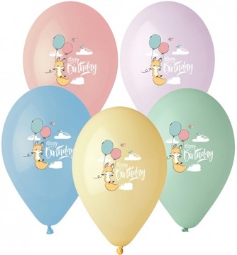 BALONY ZESTAW HAPPY BIRTHDAY LISEK 5szt 13''