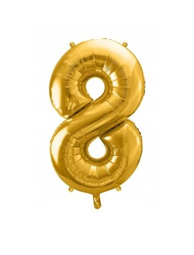 Balon Foliowy CYFRA 8 Złota Błyszcząca - 32
