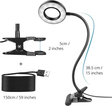 48LED ЗАЖИМНАЯ ЛАМПА ДЛЯ ЧТЕНИЯ НА КРОВАТИ, СТОЛ, ДЛЯ СПАЛЬНИ USB